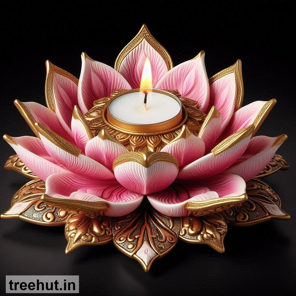 Free Lotus Tealight Holder Cutouts for Diwali, Sonkran, Buddha Bulletin Board Accents Printables for Diwali, Navratri, Indian Festivals DIY Crafts