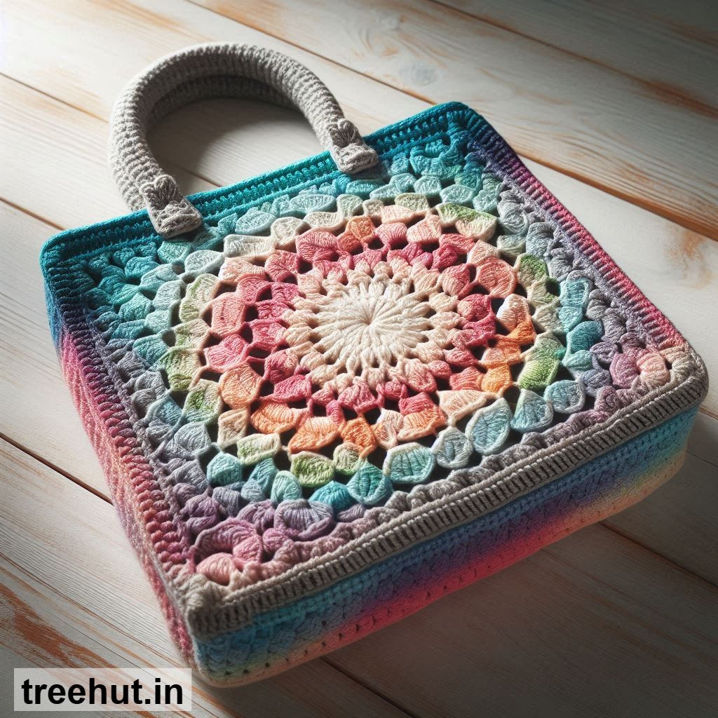 Granny Square Crochet Handbag Ideas with Color Combinations and  how to make them