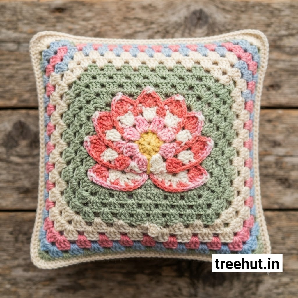 Lotus Crochet Cushion Ideas in Granny Stitch