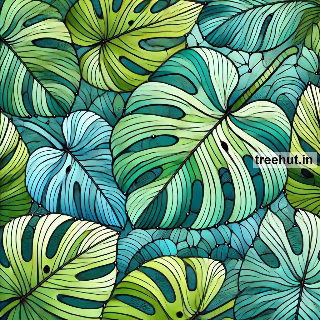 Monstera Leaves Stain Glass Painting Ideas