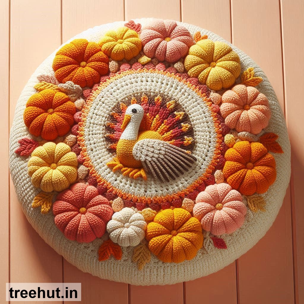Thanksgiving Crochet Round Cushion Ideas
