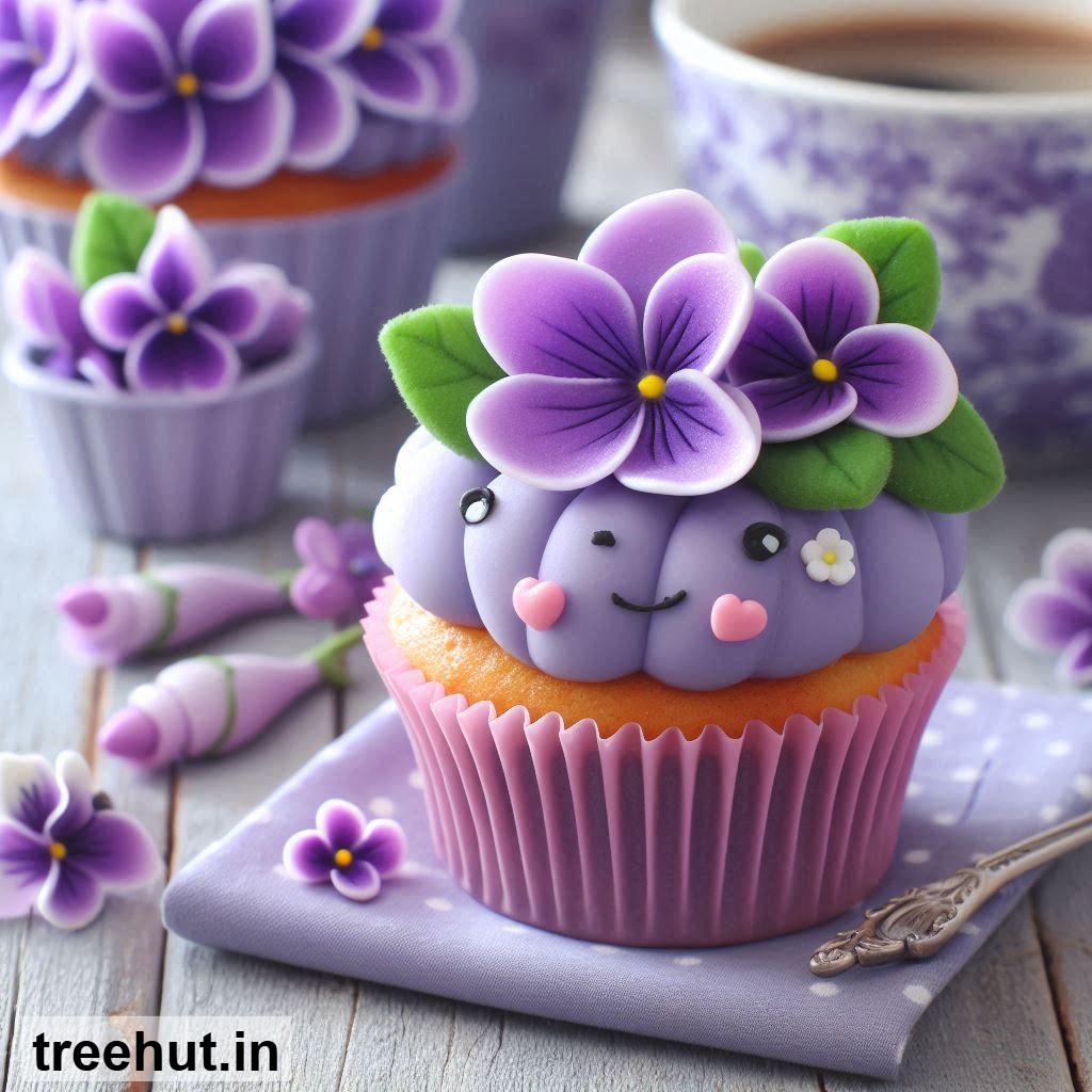 Violets Cupcake Ideas, Mini Cake Ideas, Flower Cake Decoration Ideas, Spring Cake Ideas