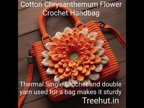 Chrysanthemum Flower Cotton Crochet Handbags #crochetideas