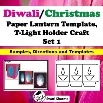 Diwali, Christmas Craft, Paper Lantern Template, T-Light Holder, Set 1