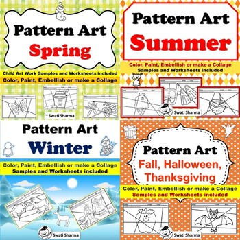 Year Long, All Seasons, Pattern Art Project, Sub Plan, Bundle, Classroom Display