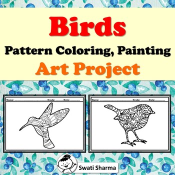 Birds, Pattern Coloring, Art Project, Spring Art Sub Plan, Classroom Display