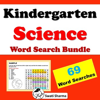Kindergarten, Science Vocabulary, Word Search Bundle