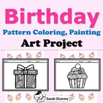 Birthday Art Project, Pattern Coloring, Elementary Art Sub Plan, Classroom Decor
