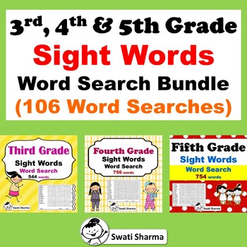 3rd, 4th and 5th Grade Sight Words, Wordsearch Bundle
