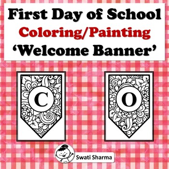 First Day of School Coloring/Painting ‘Welcome Banner’ Pennant, Classroom Decor