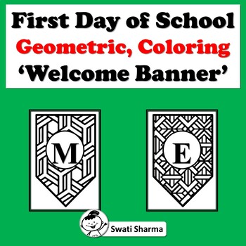 Welcome, Pennant Banner, Bulletin Board Letters for Geometric Pattern Coloring