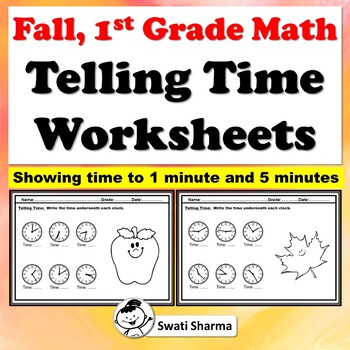 Fall, 1st Grade Math, Telling Time Worksheets