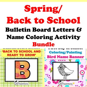 Spring/Back to School Bulletin Board Letters, Bird Name Coloring, Bundle