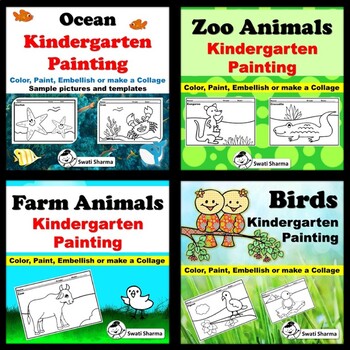Kindergarten Animals, Year Long, Painting Art Project Bundle