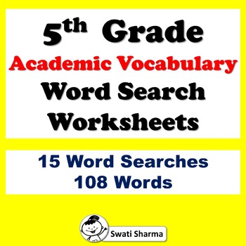 5th Grade Academic Vocabulary, Word Search Worksheets
