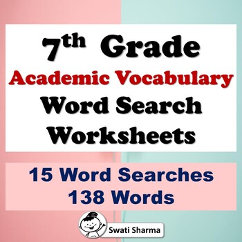 7th Grade Academic Vocabulary Word Search Worksheets