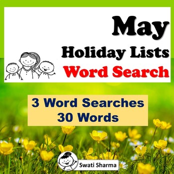 May Holiday Lists, Word Search Worksheets