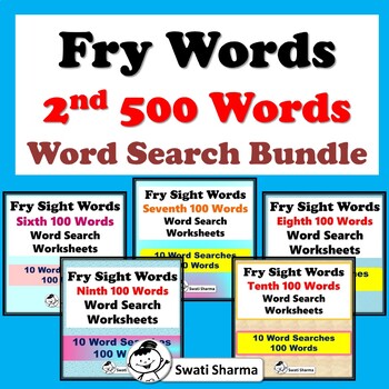 Fry Words 2nd 500 Words, Word Search Bundle