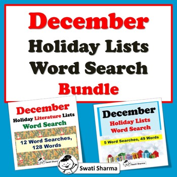 December Holiday Lists Sub Plan Bundle
