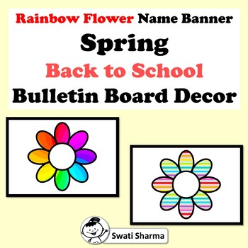 Rainbow Flower Name Banner, Spring, Back to School, Bulletin Board Decor