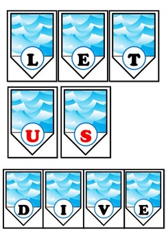 'Let us dive into learning', Ocean Theme, Bulletin Board Letters
