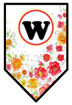 'Welcome' Pennant Banner, Spring, Flower Theme, Bulletin Board Letters