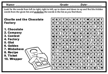 4th Grade Literature, Word Search Worksheets, No Prep Sub Plan