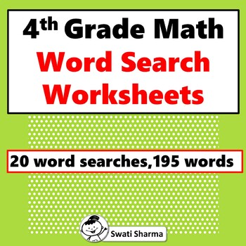 4th Grade Math, Word Search Worksheets