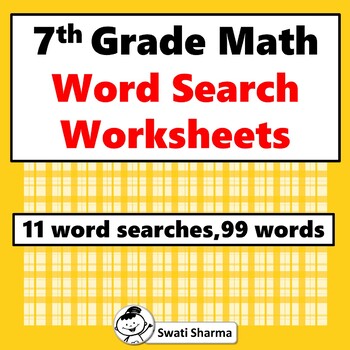 7th Grade Math, Word Search Worksheets