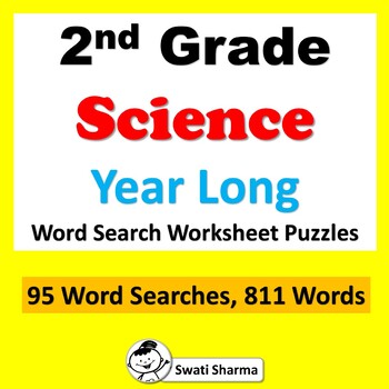 2nd Grade Science, Year Long, Word Search Puzzle Worksheets, No Prep Sub Plan