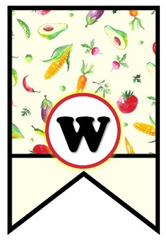 Vegetables Theme, 'Welcome' Pennant Banner, Bunting, Bulletin Board Letters