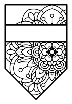 Pennant Bulletin Board Name Banner, Mandala Style, Pattern Coloring, Set 1