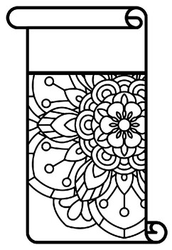 Scroll Style Pennant, Name Banner, Mandala Style, Pattern Coloring, Set 7