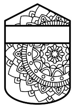 Pennant Bulletin Board Name Banner, Mandala Style, Pattern Coloring, Set 11