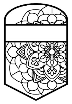 Pattern Coloring Pennant, Name Banner, Mandala Style, Set 26, Classroom Decor