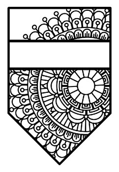 Pattern Coloring Pennant, Name Banner, Mandala Style 28, Learn a new language