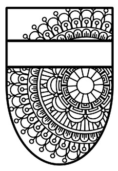 Name Banner, Pattern Coloring Pennant, Mandala Style, Set 29, Classroom Decor