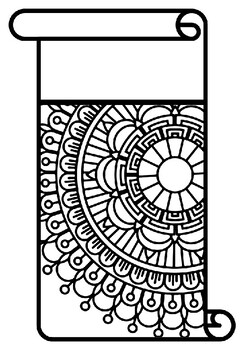 Pattern Coloring Pennant, Name Banner, Scroll, Mandala set 34, Classroom Display