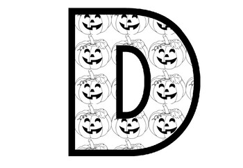 Halloween Pumpkins, Blackline, A to Z, 0 to 9, Bulletin Board Letters, Numbers,