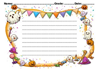 HALLOWEEN Writing Paper, Set 2, Fall Sub Plan