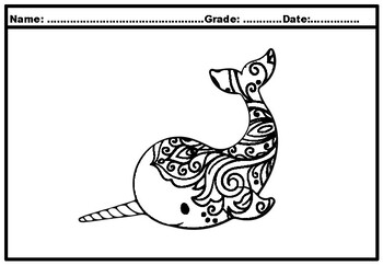 Polar Animals, Pattern Coloring, Winter Art Project, No Prep Art Sub Plan