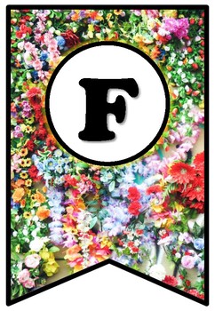 Colorful Flowers, Pennant Banner Bulletin Board Letters, Spring Decor