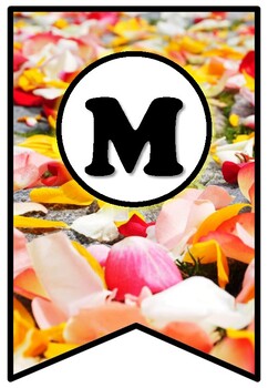 Flower Petals, Pennant Banner Bulletin Board Letters, Spring Alphabet Theme
