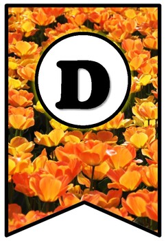 Tulips, Pennant Banner Bulletin Board Letters, Spring, Flowers Alphabet Decor