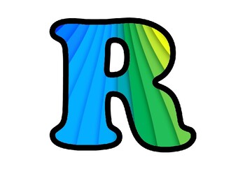 Blue and Green Waves Bulletin Board Letters, Numbers and Symbols Classroom Decor
