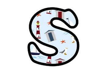 Nautical Bulletin Board Letters, Numbers and Symbols, Seasside Classroom Decor