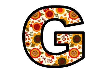 Flowers, Fall, Spring, Bulletin Board Letters Decor, A-Z, a-z, 0-9, Punctuation