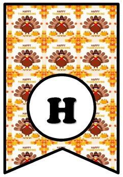 Happy Thanksgiving, Poster, Bulletin Board Letters, Turkey Pennant Banner