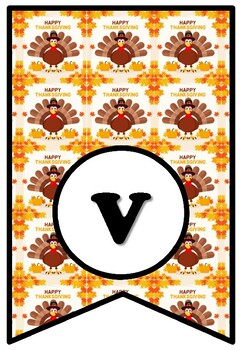 Happy Vegan Thanksgiving, Bulletin Board Letters, Turkey Pennant Banner