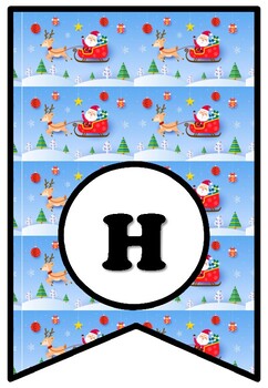 Here Comes Santa Claus, Bulletin Board Sayings, Christmas Pennant Banner Poster